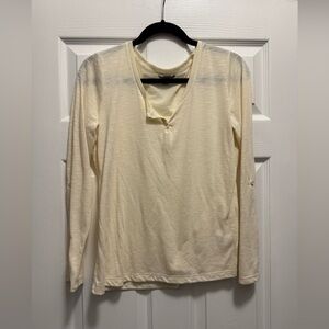 Roxy Size Large Cream Long Sleeve (or 3/4 Sleeve) Shirt